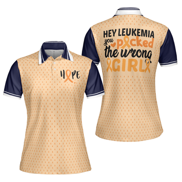 You Picked The Wrong Girl Leukemia Awareness Short Sleeve Women Polo Shirt Leukemia Shirt For Women Gift For Someone With Leukemia - 1