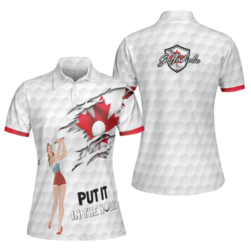 Golf Canada Flag Pin Up Girl Short Sleeve Women Polo Shirt Canadian Golf Shirt For Ladies - 1