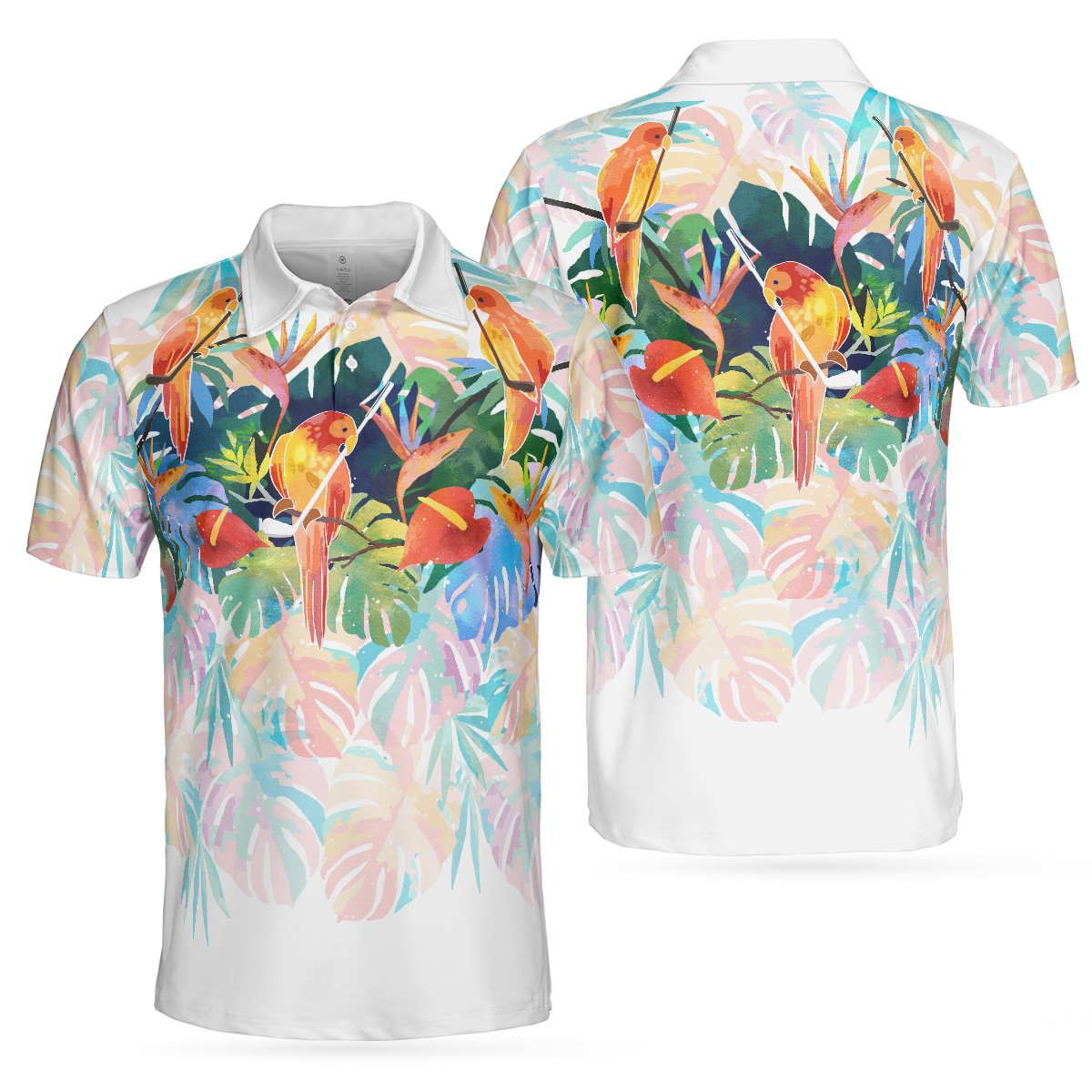 Tropical Parrots Golf Polo Shirt For Men - 1