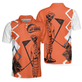 Your Hole Is My Goal Golf Polo Shirt Orange Argyle Pattern Skeleton Golfer Polo Shirt Best Golf Shirt For Men - 1