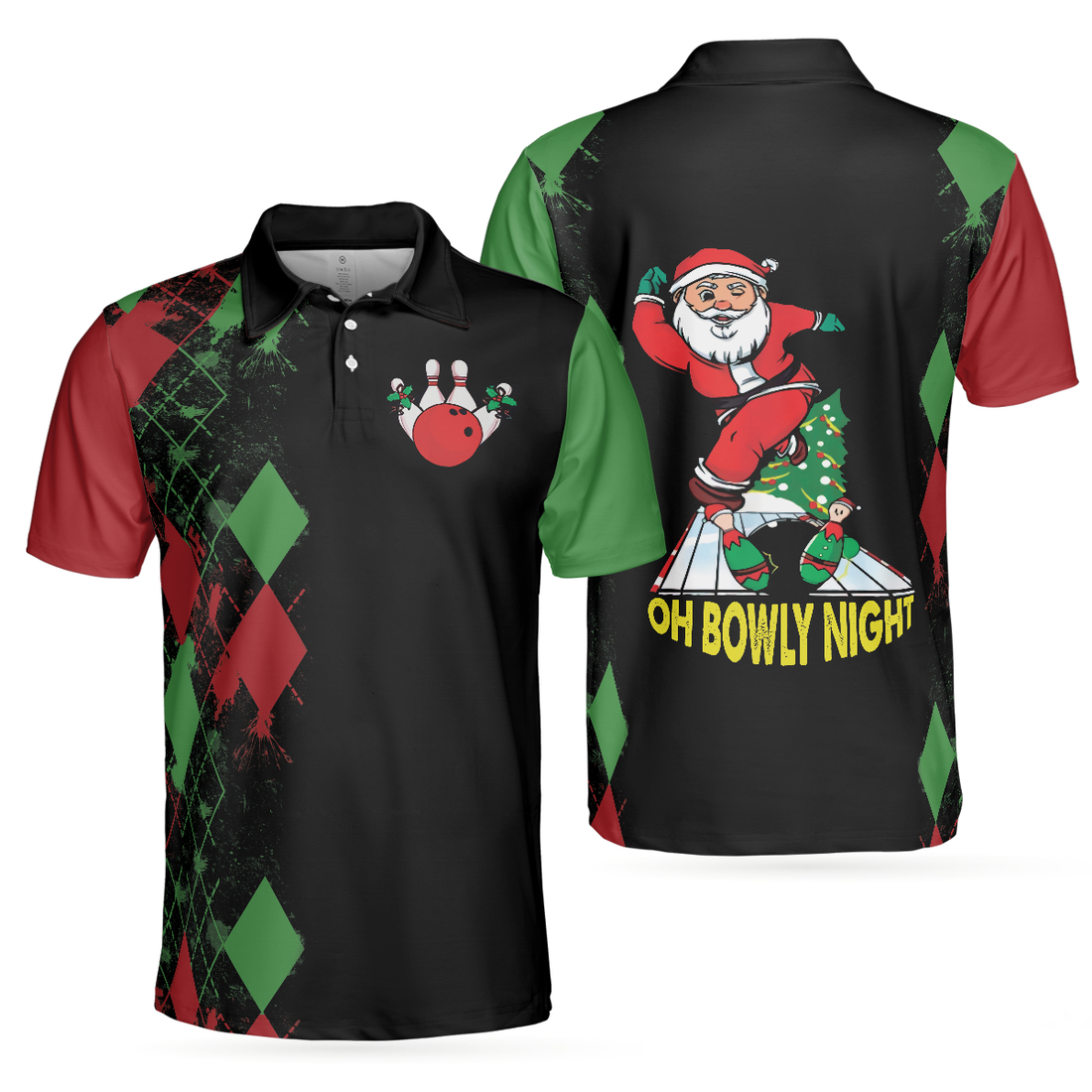 Bowly Night Polo Shirt Christmas Themed Polo Shirt Design Best Christmas Gift Idea For Bowling Lovers - 1