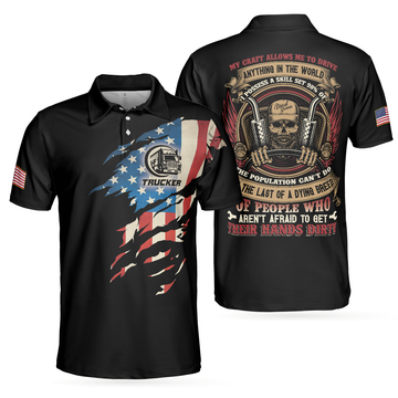 Trucker My Craft Allows Me To Drive Anything Polo Shirt Skull Truck Driver American Flag Polo Shirt - 1