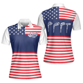 Lady Squad America Flag Golf Shirt Short Sleeve Women Polo Shirt - 1