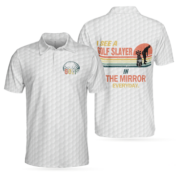 I See A Golf Slayer In The Mirror Everyday Polo Shirt Vintage Palette Golf Polo Shirt Best Golf Shirt For Men - 1