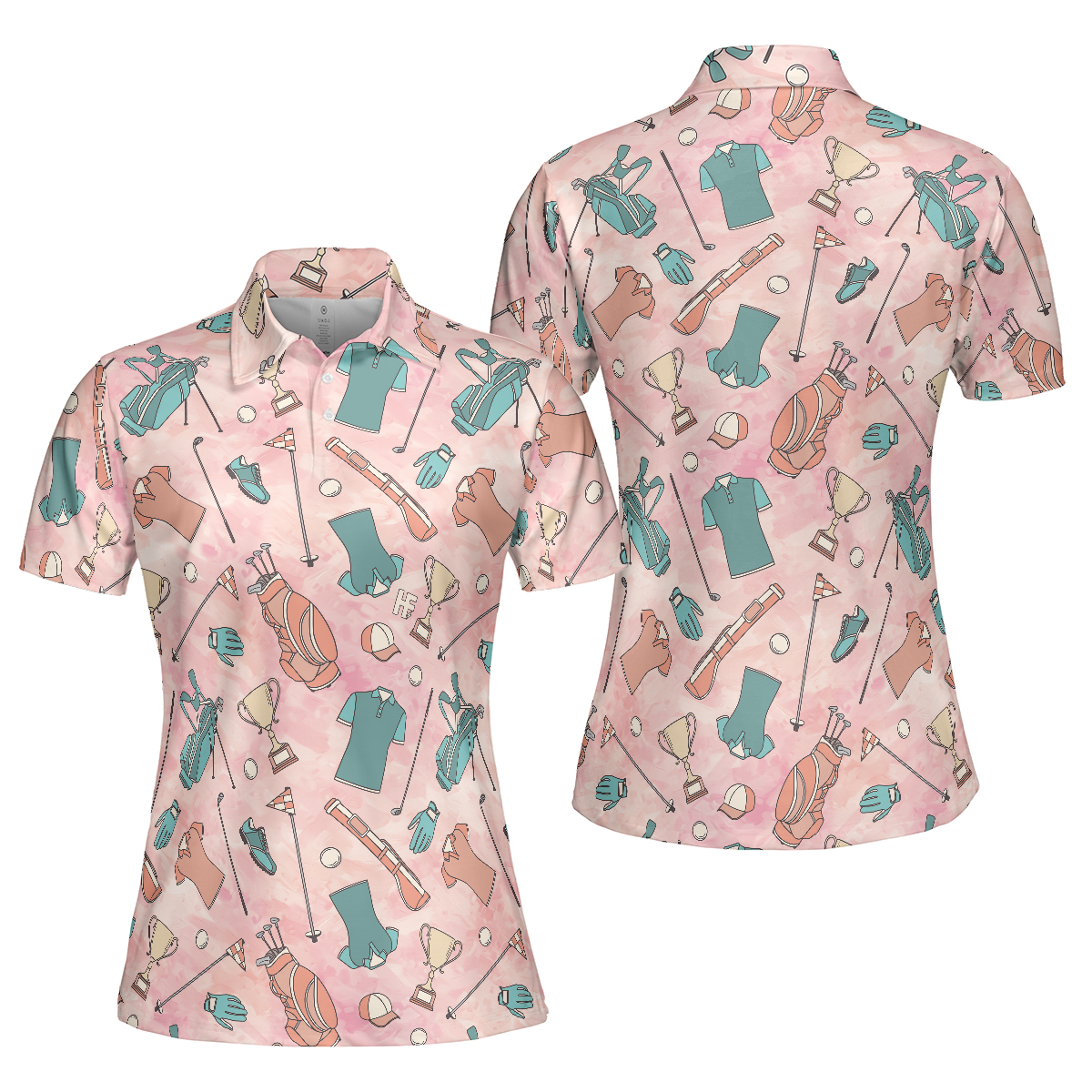 Pink And Elegant Seamless Pattern Golf Short Sleeve Women Polo Shirt - 1