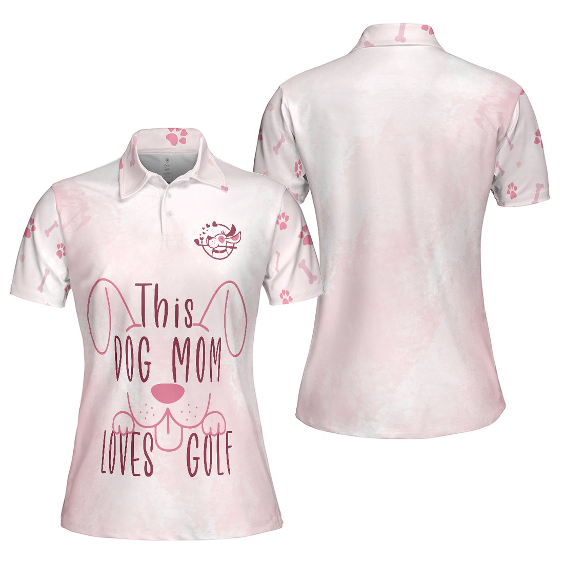 This Dog Mom Loves Golf Short Sleeve Women Polo Shirt Pink Golf Shirt For Ladies Golf Gift For Dog Lovers - 1