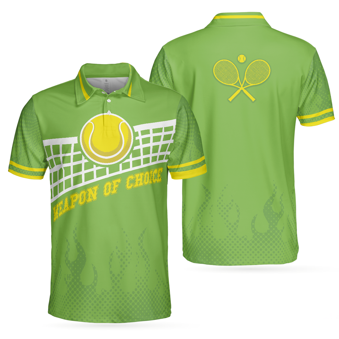 Weapon Of Choice Short Sleeve Polo Shirt Green Tennis Ball On The Net Polo Shirt Best Tennis Shirt For Men - 1