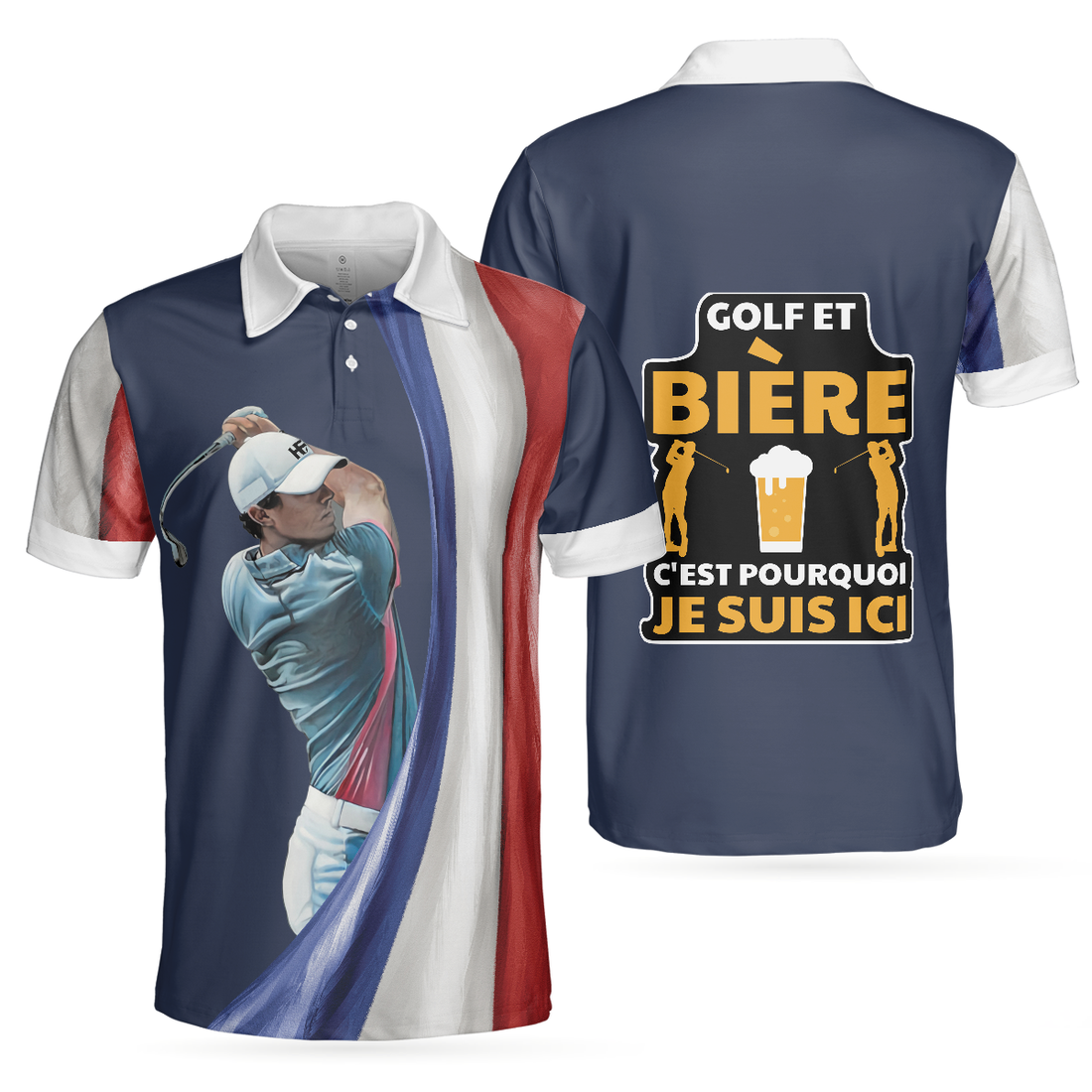 Golf Et Bire Cest Pourquoi Je Suis Ici Polo Shirt Golf And Beer France Flag Polo Shirt French Golf Shirt For Men - 1