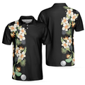 Floral Golf Club And Ball Polo Shirt Wild Floral And Leaves Golfing Polo Shirt Tropical Golf Shirt For Men - 1