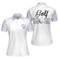 Golf Mom White Short Sleeve Women Polo Shirt Cool Golf Gift For Women - 1