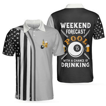 Weekend Forecast Pool Player Billiards Polo Shirt American Flag Pattern Billiard Polo Shirt Gift For Billiard Lovers - 1