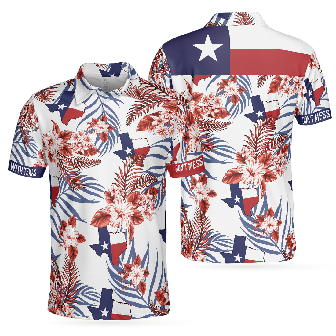 Texas Flag Bluebonnets Polo Shirt For Golf Floral Texas Map And Flag Polo Shirt Texas Proud Shirt For Men - 1