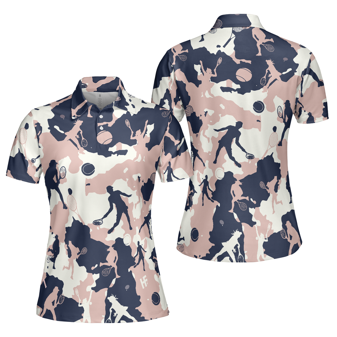 Pink Camouflage Tennis Girl V2 Short Sleeve Women Polo Shirt Camo Tennis Shirt For Ladies - 1