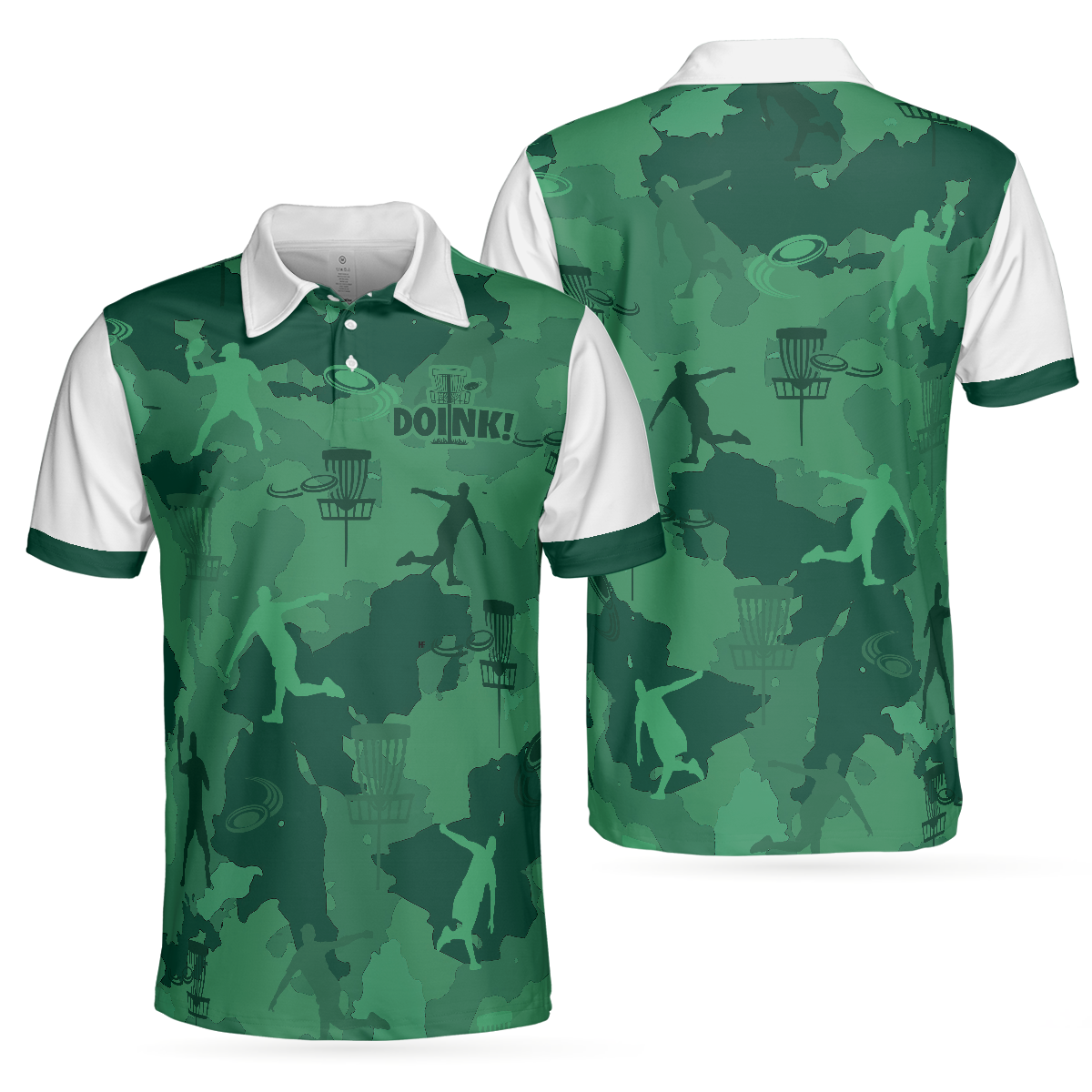 Camouflage Texture Doink Disc Golf Short Sleeve Polo Shirt Disc Player Polo Shirt Camo Disc Golf Shirt For Men - 1