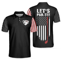 Lets Par Tee Short Sleeve Golf Polo Shirt Dark Theme American Flag Polo Shirt Patriotic Golf Shirt For Men - 1