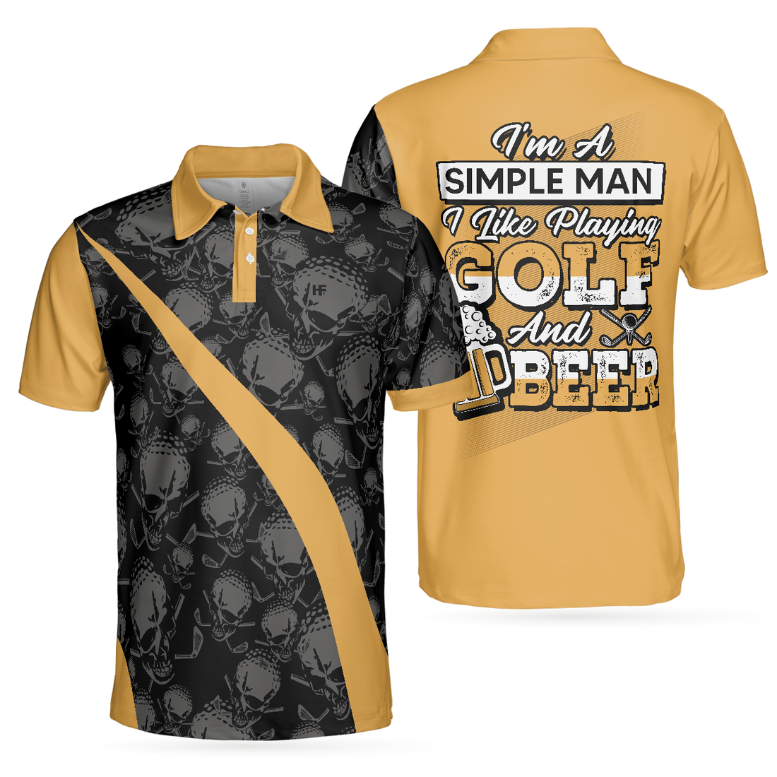 Im A Simple Man I Like Playing Golf And Beer Polo Shirt Cool Ball Pattern Shirt With Sayings Best Gift For Golfers - 1