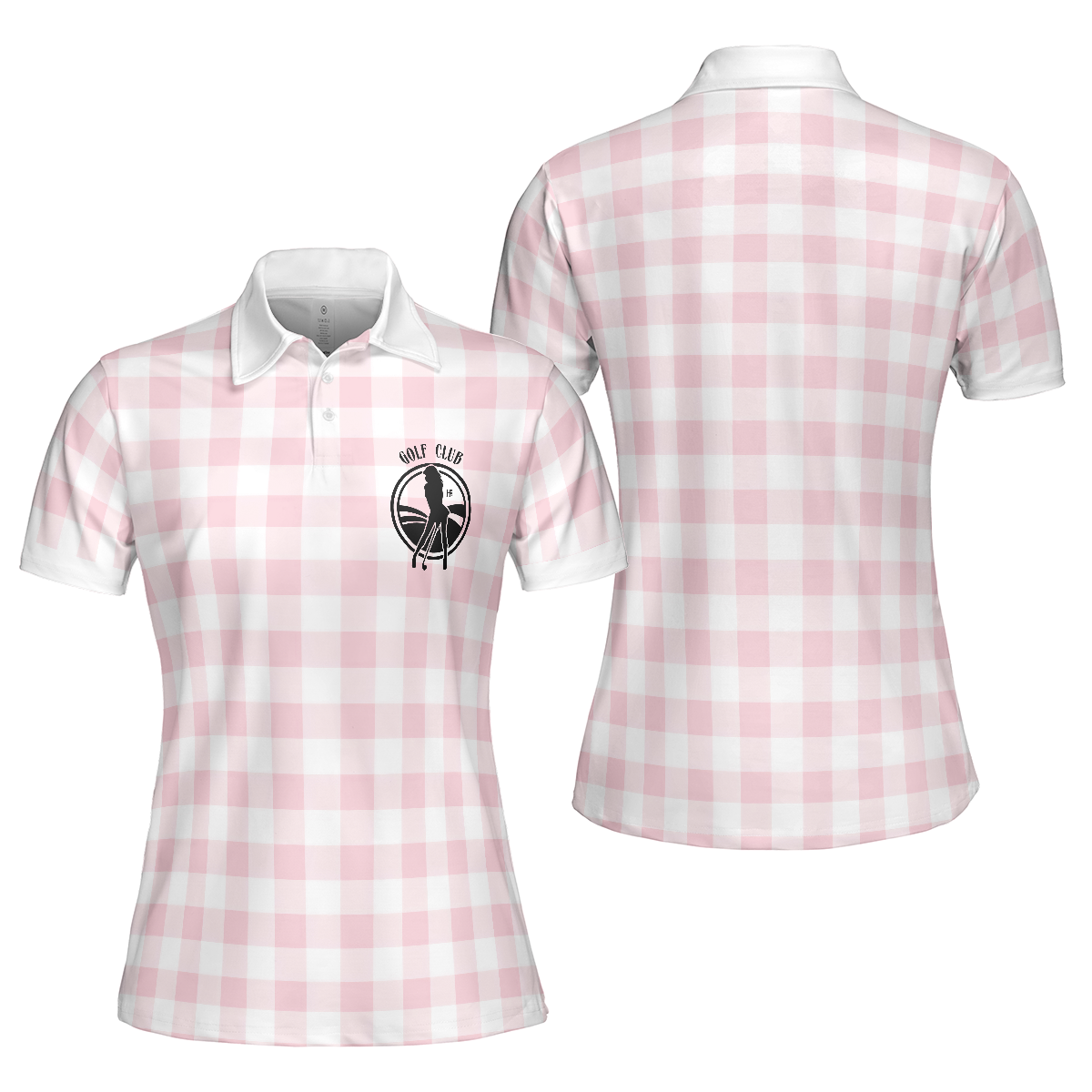 Sexy Golf Girl With A Golf Club Golf Short Sleeve Women Polo Shirt White And Pink Golf Shirt For Ladies - 1