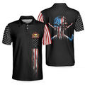 8-ball American Flag Short Sleeve Pattern Wet Paint Skull Golf Polo Shirt Dark Theme American Flag Polo Shirt Best Golf Shirt For Men - 1