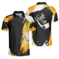 Golf On Artistic Black and Gold Crayon Strokes Short Sleeve Polo Shirt Golf Shirt For Men - 1