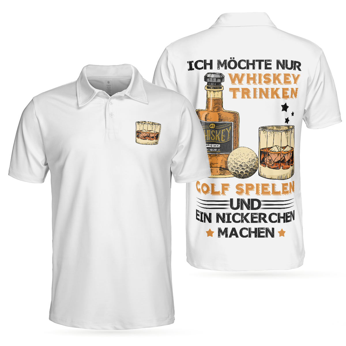 Ich Mchte Nur Whisky Trinken Golf Spielen Und Ein Nickerchen Machen Polo Shirt German Whiskey Golf Shirt For Men - 1