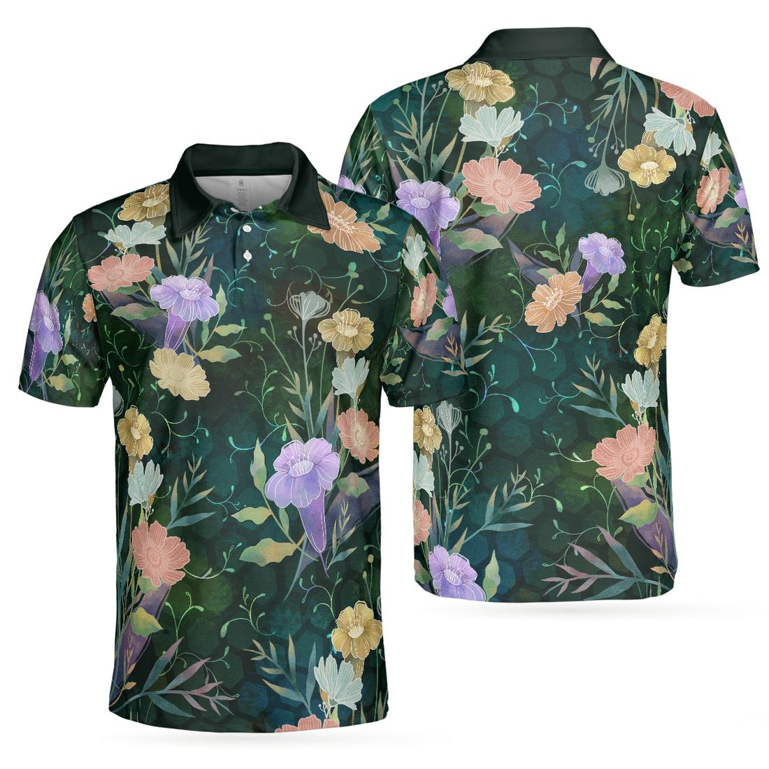 Vintage Floral Golf Texture Polo Shirt For Men - 1