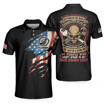 Plumber My Craft Allows Me To Fix Anything Polo Shirt Skull American Flag Polo Shirt For Plumbers - 1