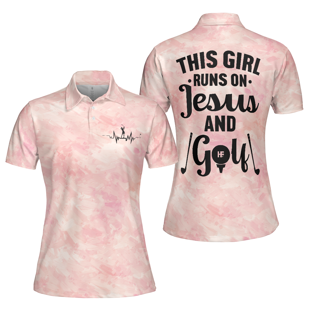 This Girl Runs On Jesus And Golf Short Sleeve Women Polo Shirt - 1