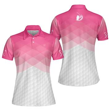 Just A Pink Girl Who Loves Playing Golf Short Sleeve Women Polo Shirt Pink Argyle Pattern Golf Shirt - 1