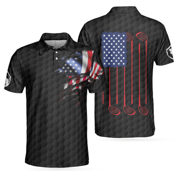 American Men Golfer Black Version Golf Polo Shirt - 1