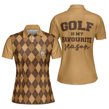 Golf Is My Favourite Season Golf Short Sleeve Women Polo Shirt Brown Argyle Pattern Golf Polo Shirt For Ladies - 1