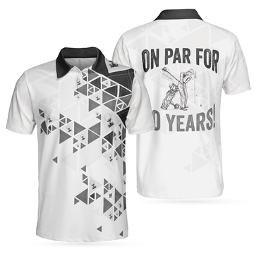 Golf Pattern On Par For Years Polo Shirt Black And White Polo Shirt Best Golf Shirt For Men - 1