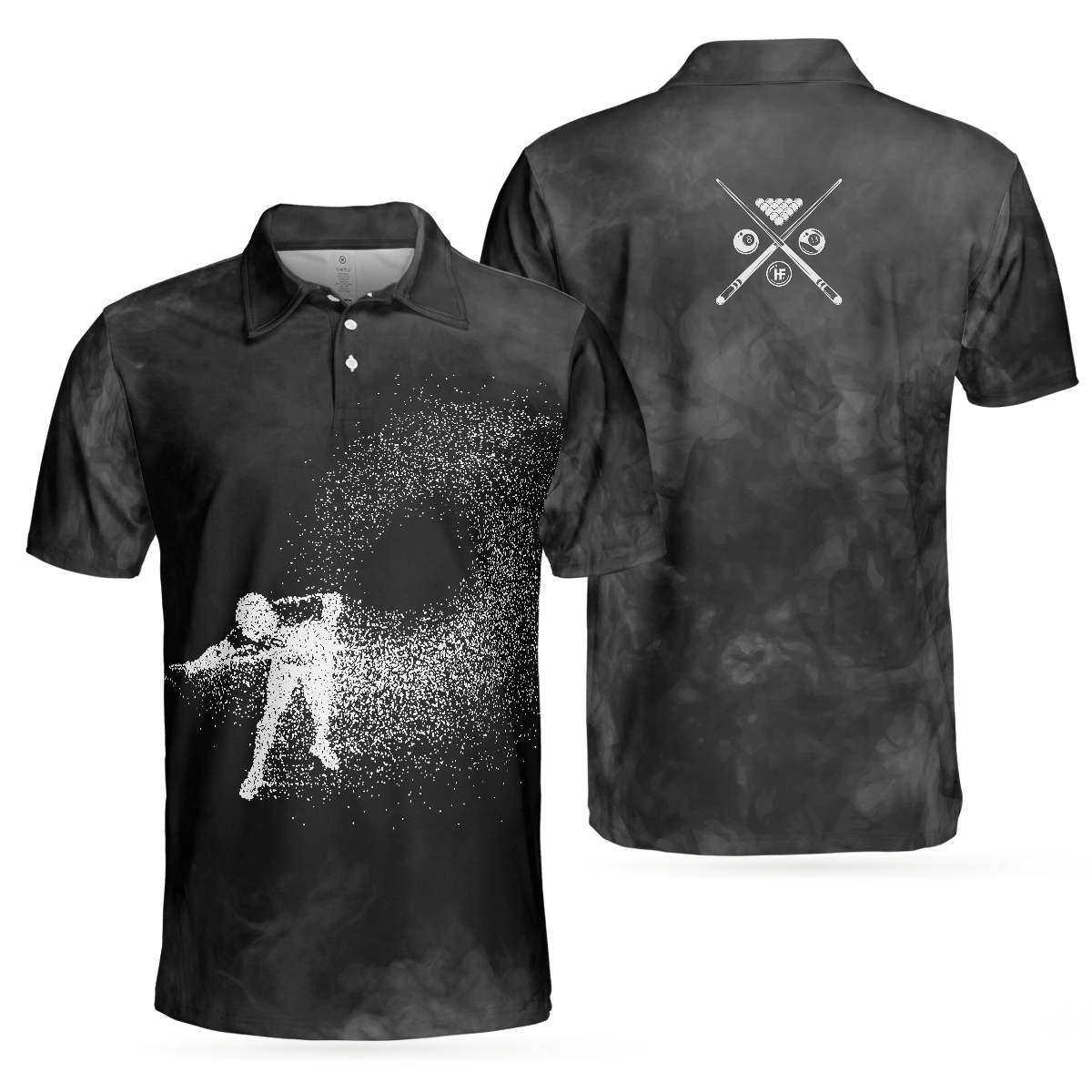 Billiards On Smoke Background Polo Shirt Smoke Billiards Player Polo Shirt Best Billiards Shirt For Men - 1