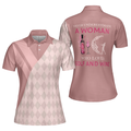 Never Underestimate A Woman Who Loves Golf And Wine Short Sleeve Women Polo Shirt Pastel Argyle Pattern Shirt - 1