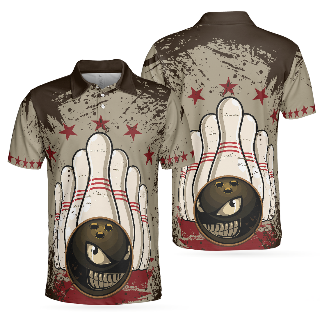 Bowling Ball Vintage Background Short Sleeve Polo Shirt Crazy Polo Shirt Best Bowling Shirt For Men - 1