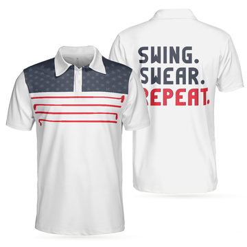 Swing Swear Repeat Polo Shirt Simple Golf Club Shirt For Golf Enthusiasts Male Golf Shirt With Sayings - 1