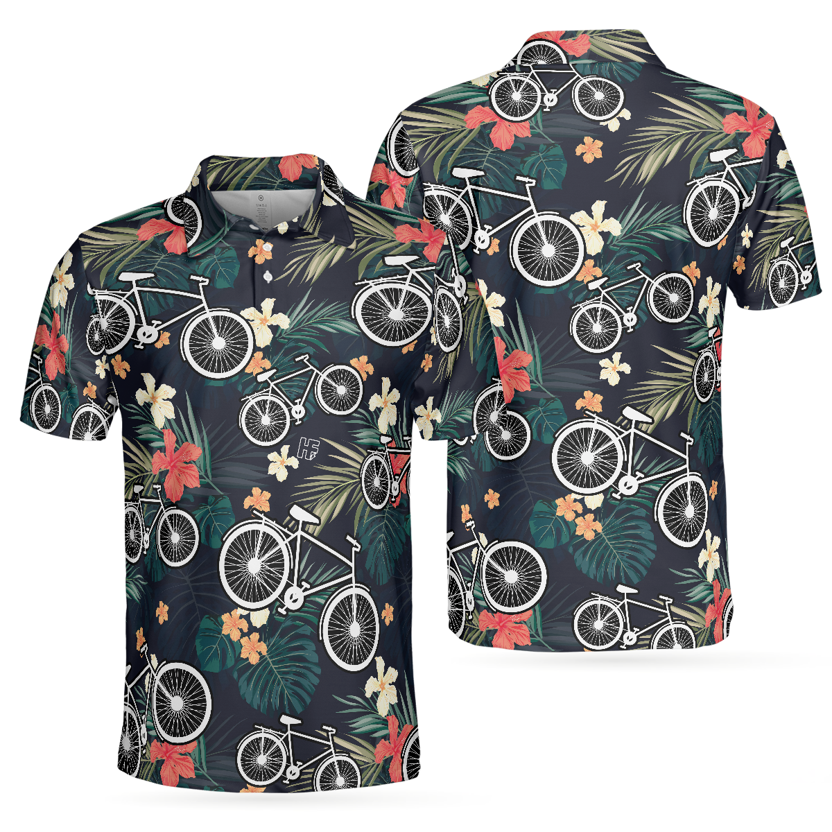 Tropical Bike Polo Shirt Tropical Cycling Themed Shirt For Bike Lovers Funny Cycling Shirt Design - 1