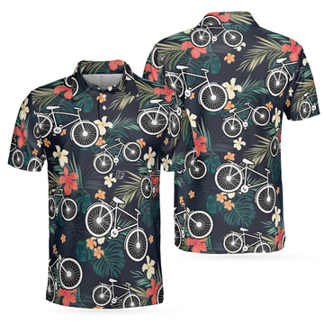 Tropical Bike Polo Shirt Tropical Cycling Themed Shirt For Bike Lovers Funny Cycling Shirt Design - 1