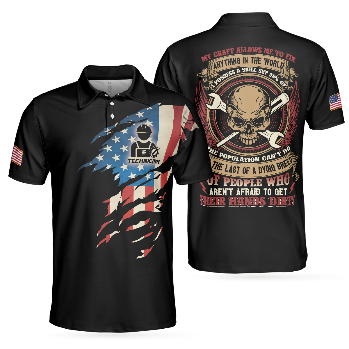 Technician My Craft Allows Me To Fix Anything Polo Shirt Skull American Flag Polo Shirt Best Technician Shirt For Men - 1