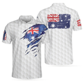 Golf Australian Flag Polo Shirt White Golf Pattern Polo Shirt Best Australian Golf Shirt For Men - 1