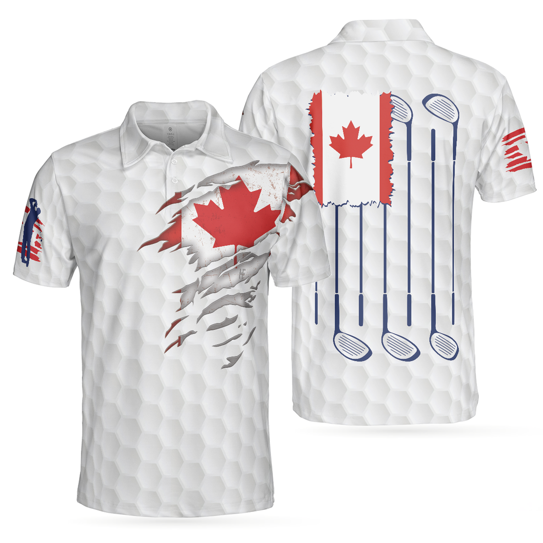 Golf Canada Flag Short Sleeve Polo Shirt Red Maple Leaf Golfing Polo Shirt Canadian Golf Shirt For Men - 1