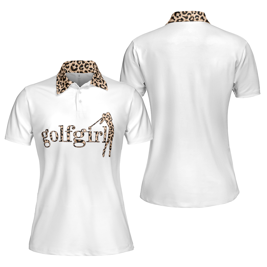 Golf Girl Leopard Pattern Short Sleeve Women Polo Shirt - 1