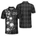 Elegant Argyle Pattern And Skull Golf Lover Polo Shirt V2 Black Skull Golf Shirt For Men - 1