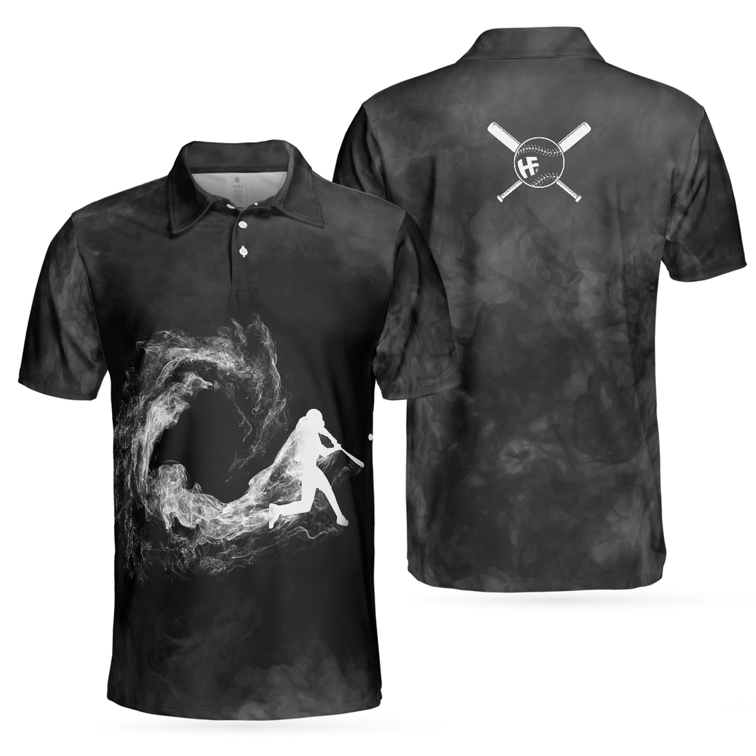 Baseball On Smoke Black Theme Polo Shirt Smoke Baseball Striker Player Polo Shirt Best Baseball Shirt For Men - 1