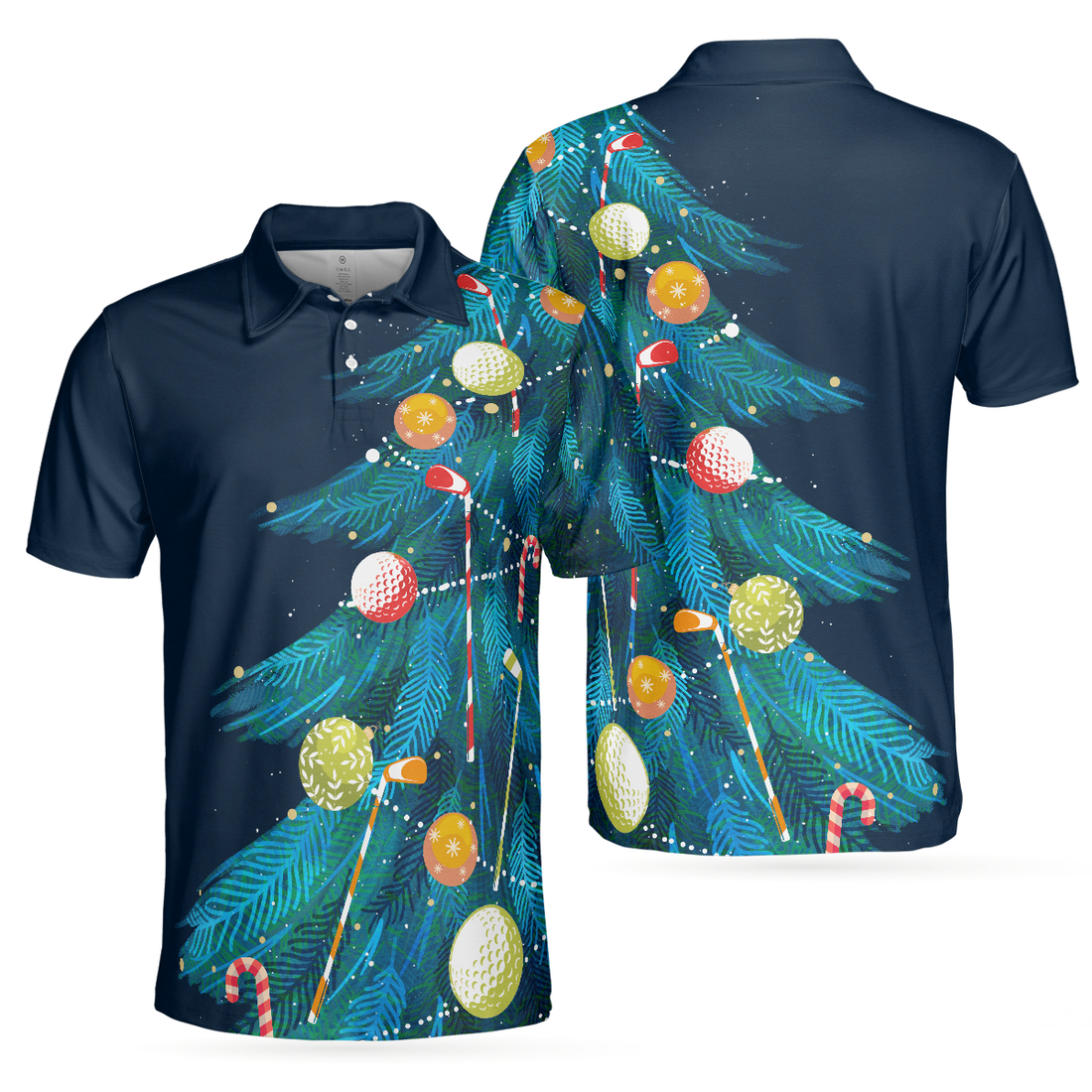 Christmas Golf Polo Shirts- Mens Golf Polo Shirts Short Sleeve- Christmas Tree Pattern Shirt Dry Fit- Christmas Shirt Idea Gift For Men - 1