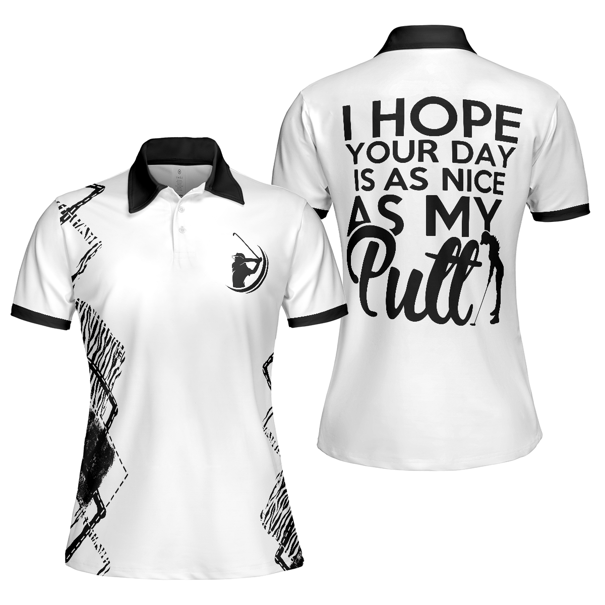 I Hope Your Day Is As Nice As My Putt Golf Short Sleeve Women Polo Shirt Zebra Pattern Golf Shirt For Ladies - 1