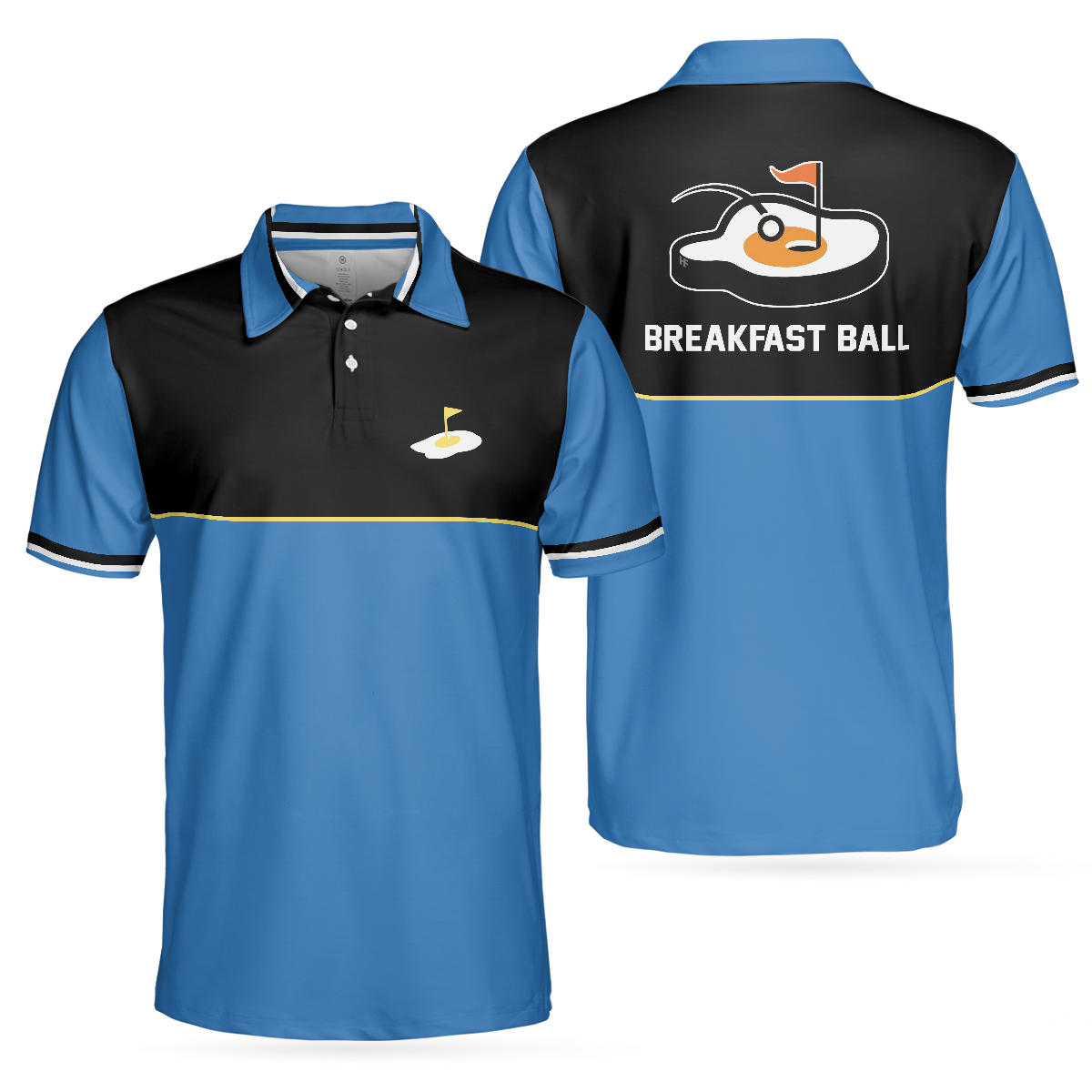 Breakfast Ball Short Sleeve Golf Polo Shirt Steak Golf Hole And Flag Polo Shirt Best Golf Shirt For Men - 1