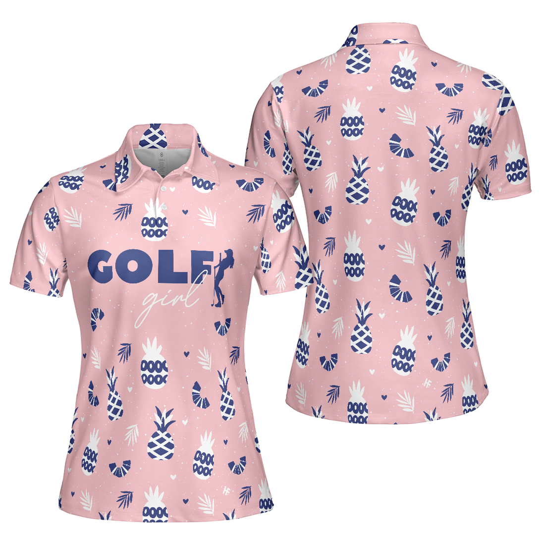 Golf Girl Summer Pattern Short Sleeve Women Polo Shirt Pink Golf Shirt For Ladies Unique Female Golf Gift - 1