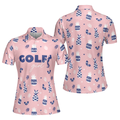 Golf Girl Summer Pattern Short Sleeve Women Polo Shirt Pink Golf Shirt For Ladies Unique Female Golf Gift - 1