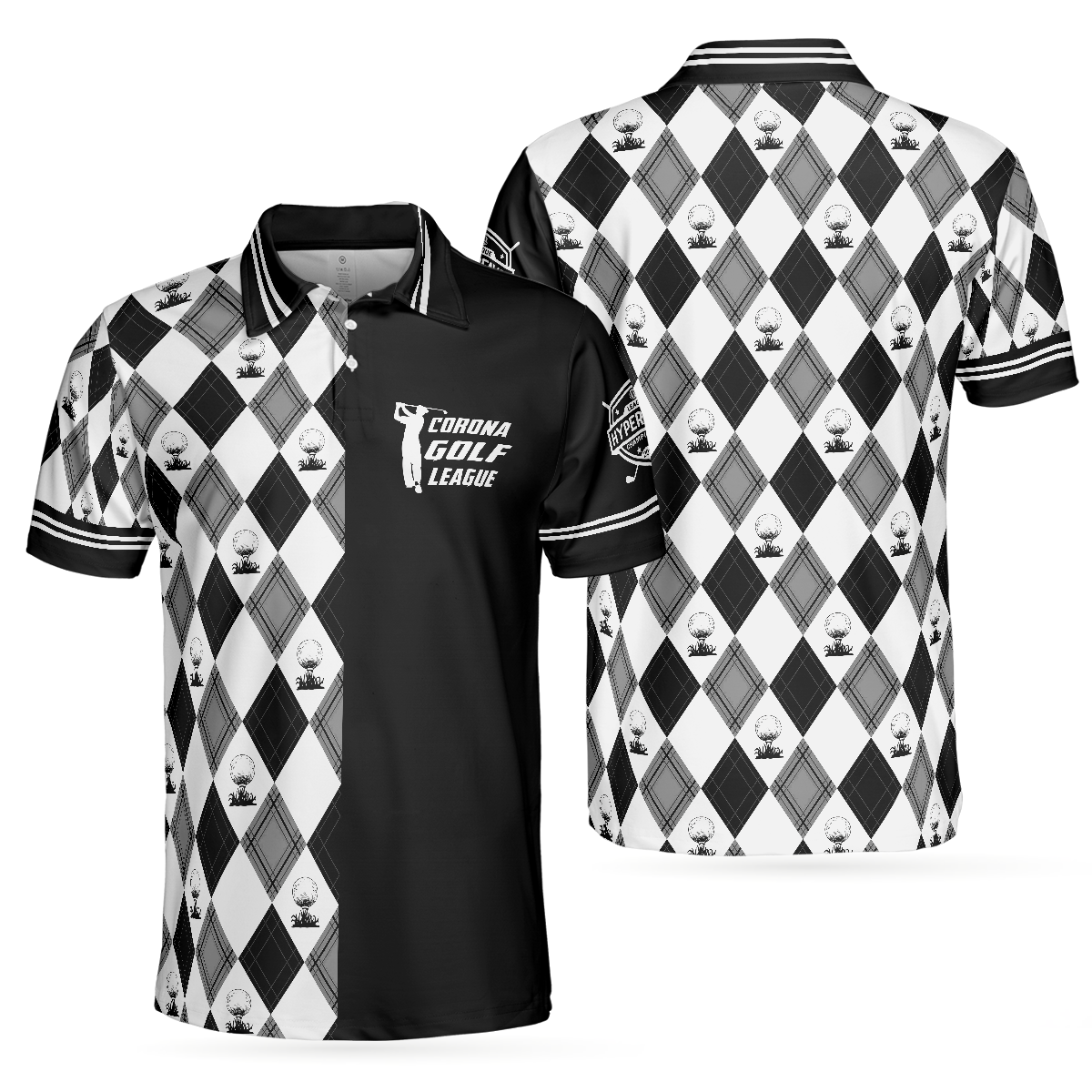 C-Golf League Customer Custom Polo Shirt Argyle Pattern Polo Shirt Best Golf Shirt For Men - 1