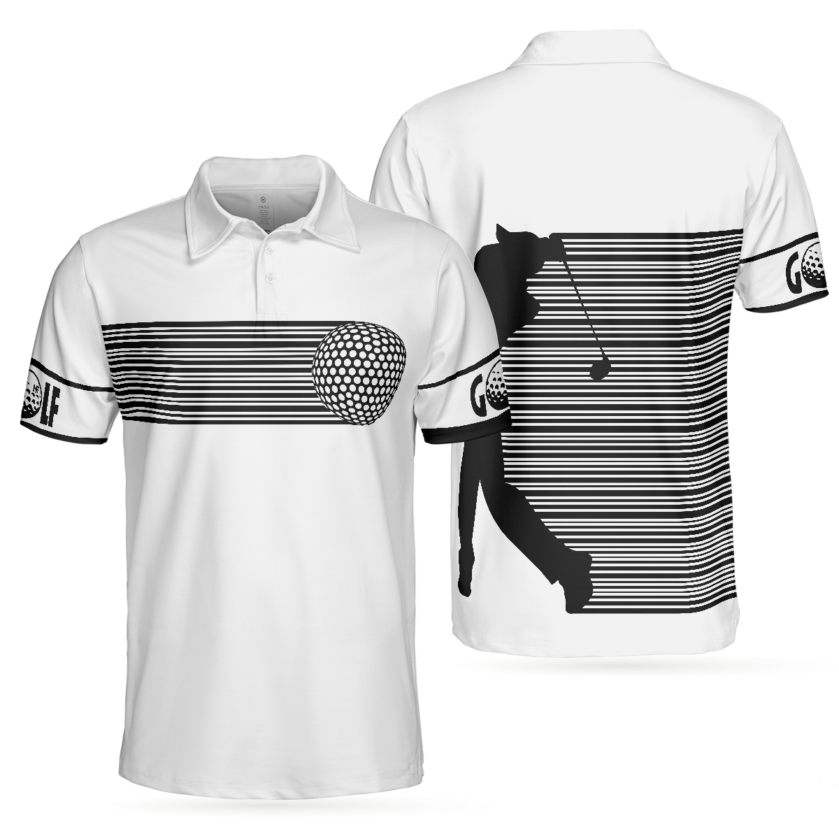 Black and White Stripes Barcode Golfing Polo Shirt Golfer Hard Swing Polo Shirt Best Golf Shirt For Men - 1